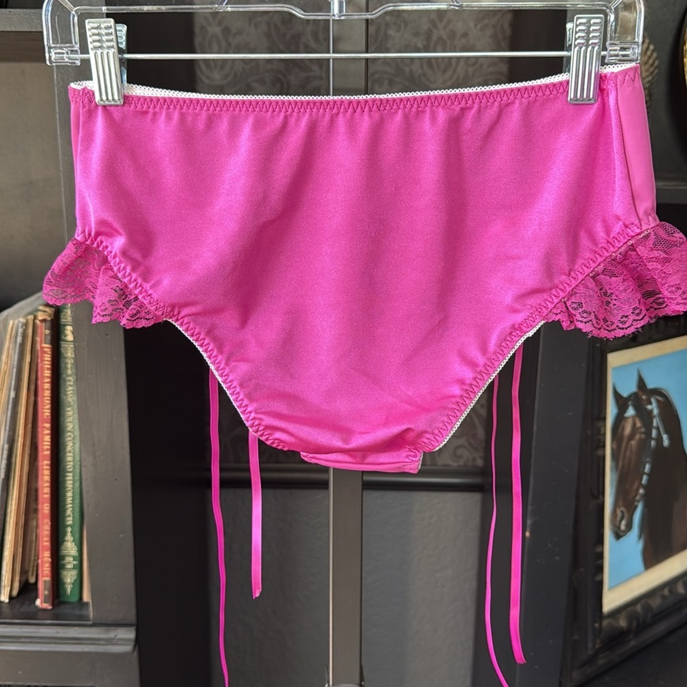 Pink Lace-Up High-Waisted Lingerie - Picture 4 of 12